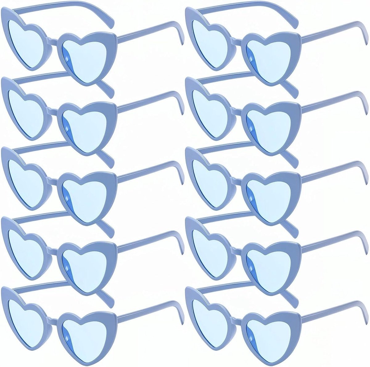 10 stuks hartvormige zonnebril hartbril zonnebril bruiloft hartvormige zonnebril hartvorm vintage hartvorm bril voor vrijgezellenfeest, carnaval (blauw)