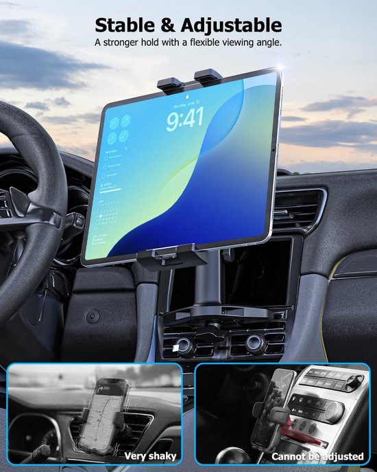 Auto CD Slot Tablet Houder, CD Sleuf Auto Tablet Mount | Upgrade Telescopische Arm, CD Speler Tablethouder voor iPad Pro Air Mini, Galaxy Tab, iPhone, 4-12.9" Telefoons & Tablets — afbeelding 4