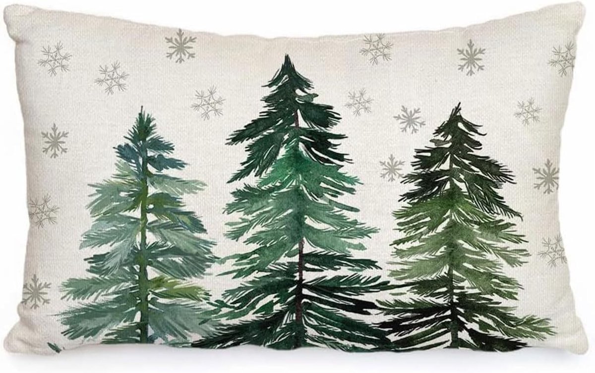 Decoratieve Kussenhoes voor Kerstmis met Sneeuwvlokkenpatroon 30 x 50 cm, Wasbare Hoes voor Winterdecoratie van Banken, Fauteuils en Slaapkamers