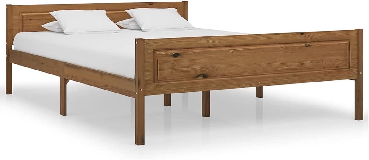 Houten bed houten bed slaapkamer bed houten bedframe dubbel bed futon bed frame lattenbodem grenen honingbruin 120x200 cm