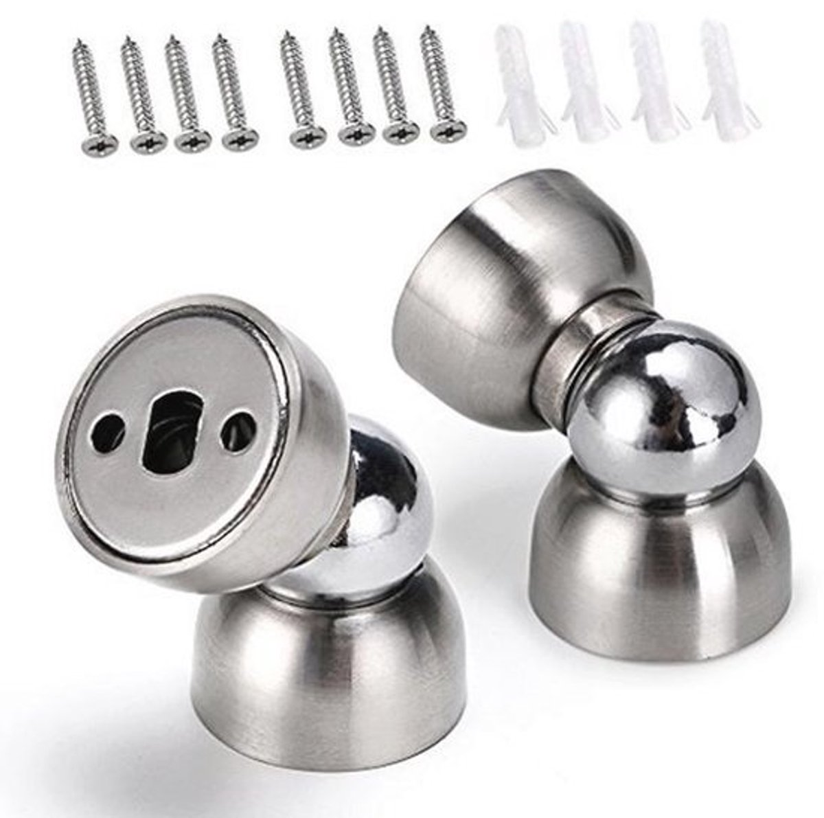 Set van 2 stalen deurhouders - magnetische deurstoppers voor wandmontage - compact en duurzaam