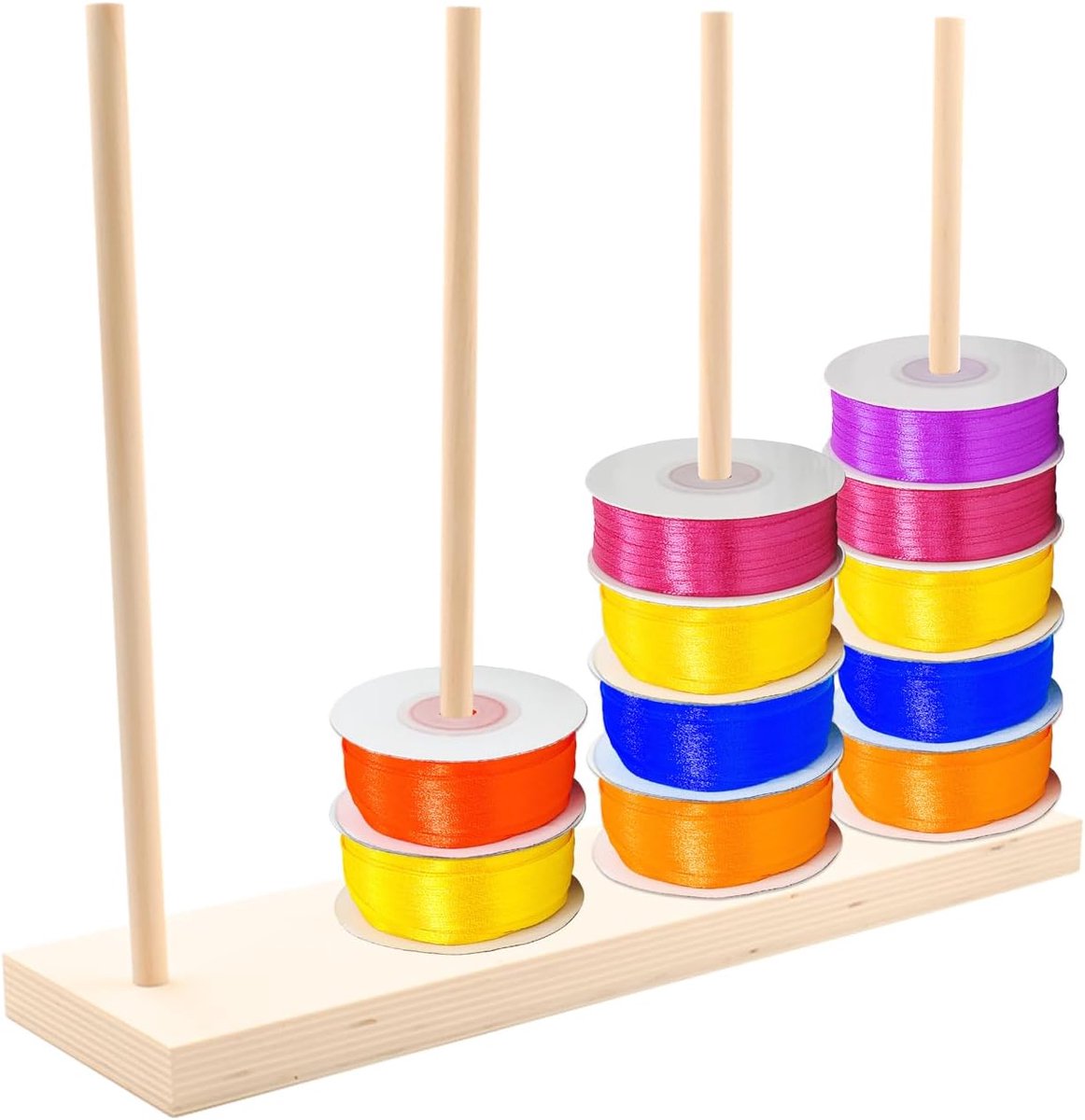 Lint organizer houten spoelen houder naaigaren organizer band houder draad spoel rek lint rek voor knutselkamer bloemisten handwerk geschenk 36 x 10 cm