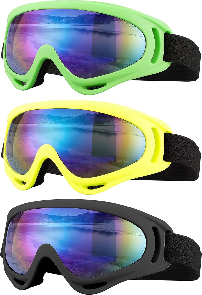 Motorbril, 3-pack snowboardsneeuwbril voor mannen, vrouwen, volwassenen, jeugd