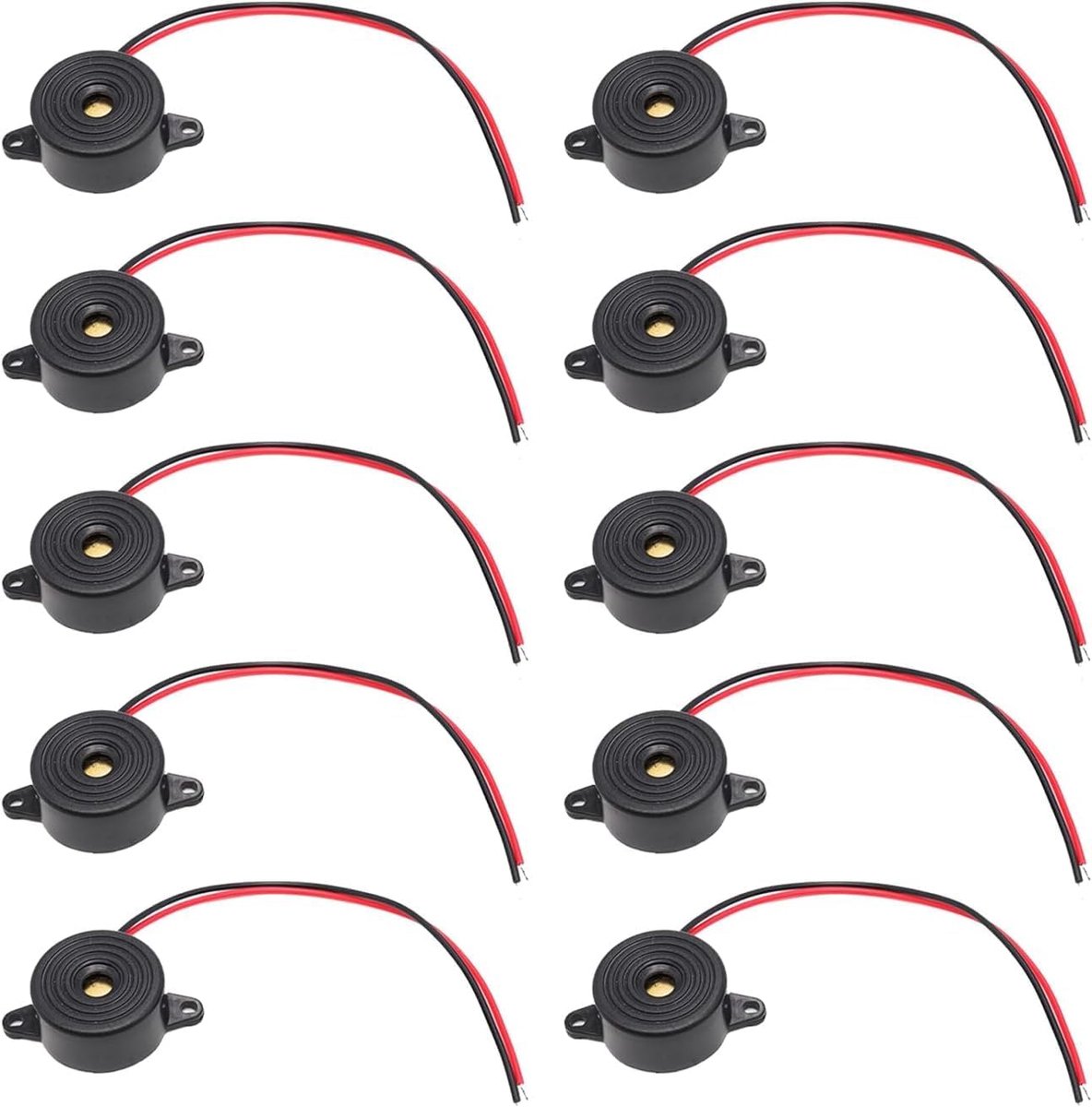 10 stuks elektronische zoemer, 3-24 V elektronische componenten, buzzer, 85-95 dB piëzo-geluid, duur, alarm, piëzo, kabellengte 100 mm