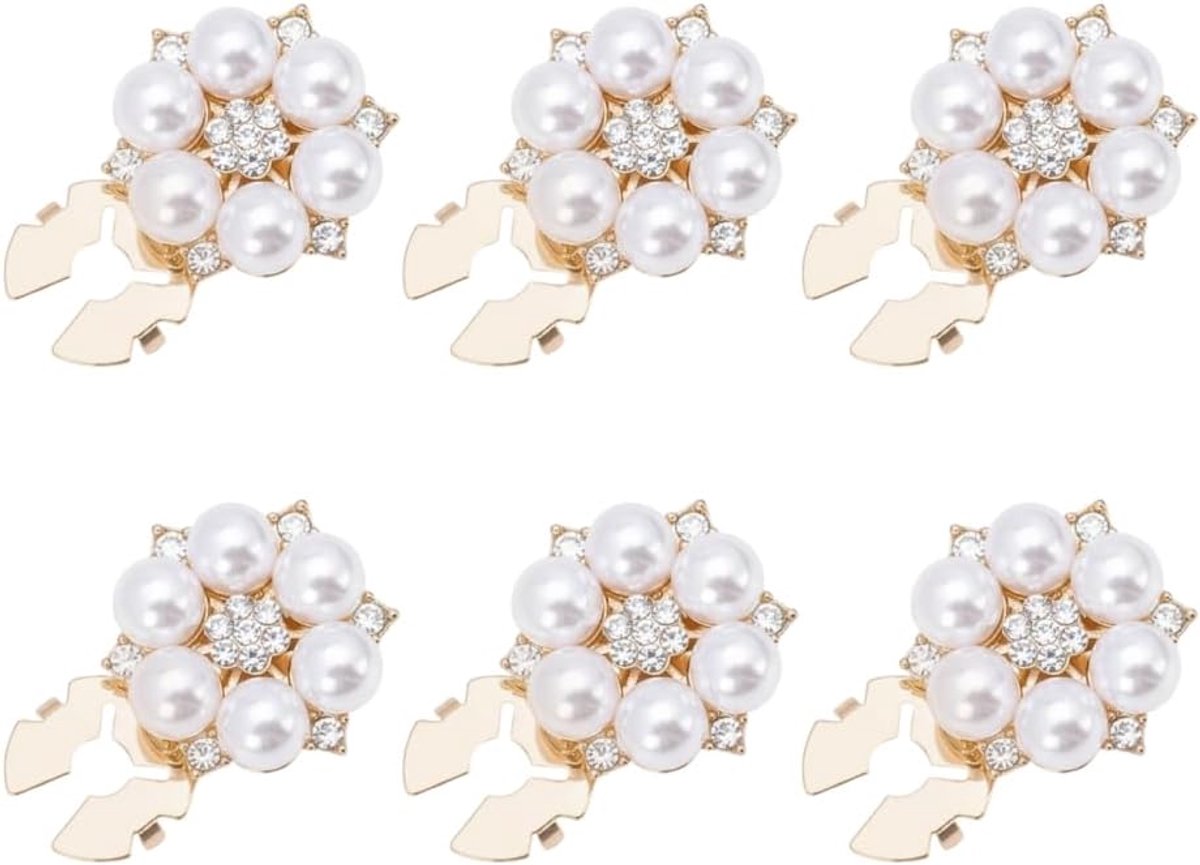 Knopen met parels, 6 stuks, met bloemenpatroon, kliksluiting, strass, knoopcovers voor damesblouses, kleding, bruiloften en knutselwerk