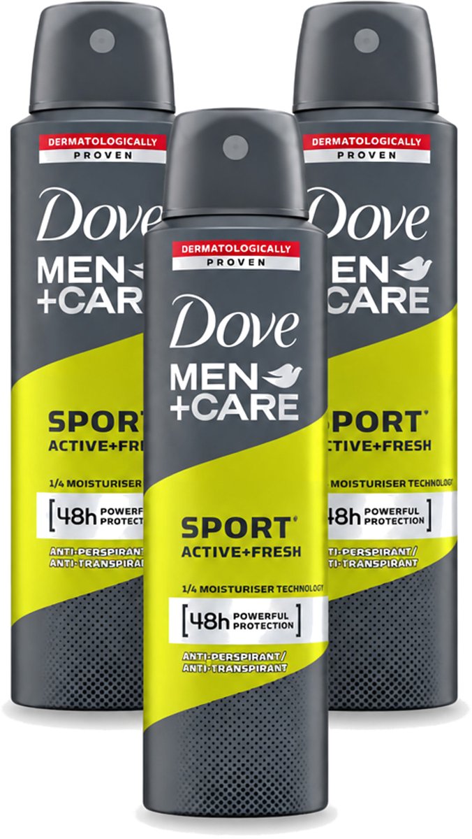 3 x Dove - Deodorant - Men Care Sport Active Fresh - Verfrissend en energiek - 150 ml - Voordeelverpakking - 3 stuks