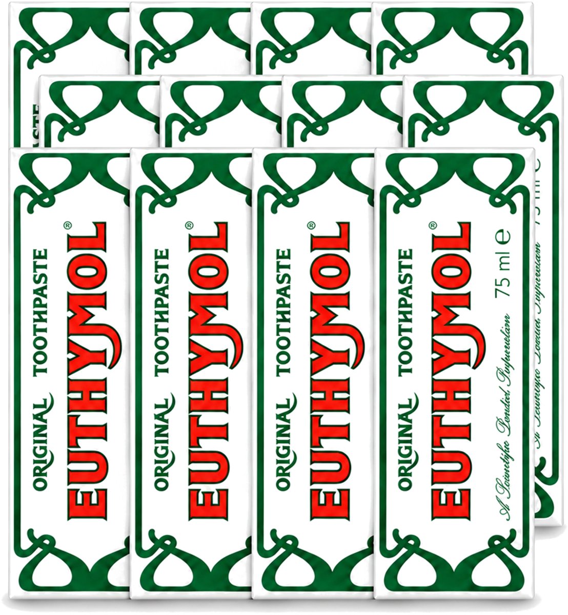 12 x Euthymol – Tandpasta – Original Dentifrice – 75 ml - Voordeelverpakking - 12 stuks