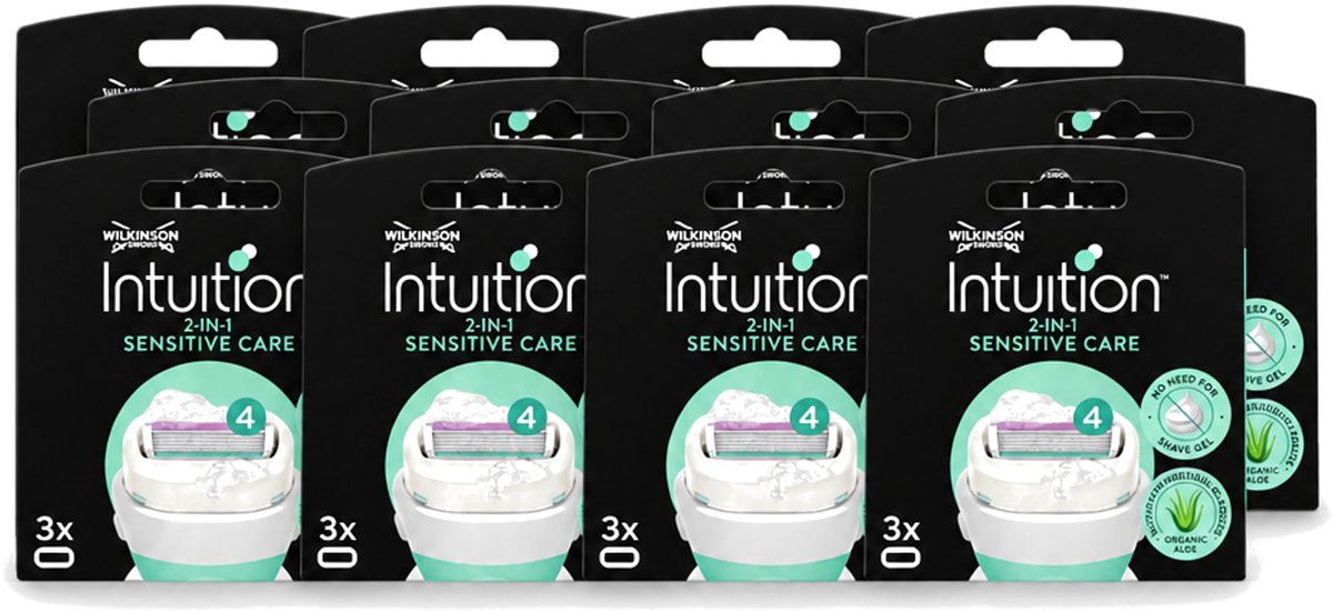 12 x Wilkinson – Scheermesjes – Intuition Dry Skin Sensitive Care – 3 Scheermesjes - Voordeelverpakking - 12 stuks