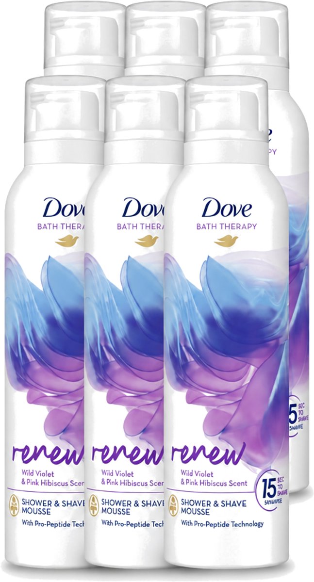 6 x Dove – Douche- & Scheerschuim – Bath Therapy Renew – 200 ml - Voordeelverpakking - 6 stuks