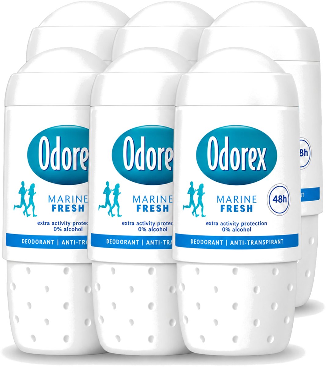6 x Odorex - Deodorant Roller - Marine Fresh - Verkwikkende Geur - 50 ml - Voordeelverpakking - 6 stuks