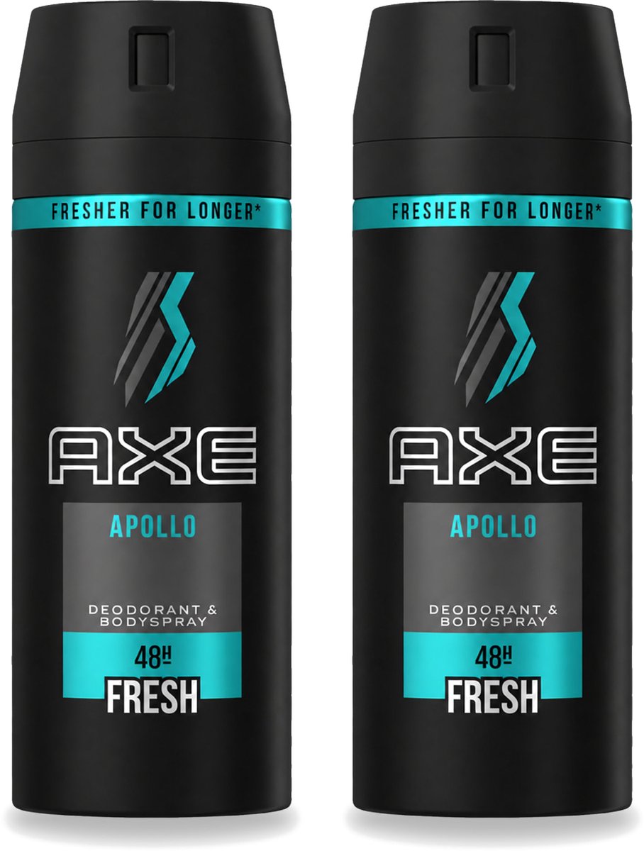 2 x Axe - Deodorant Bodyspray - 48hrs Non Stop Fresh - Apollo - 150 ml - Voordeelverpakking - 2 stuks