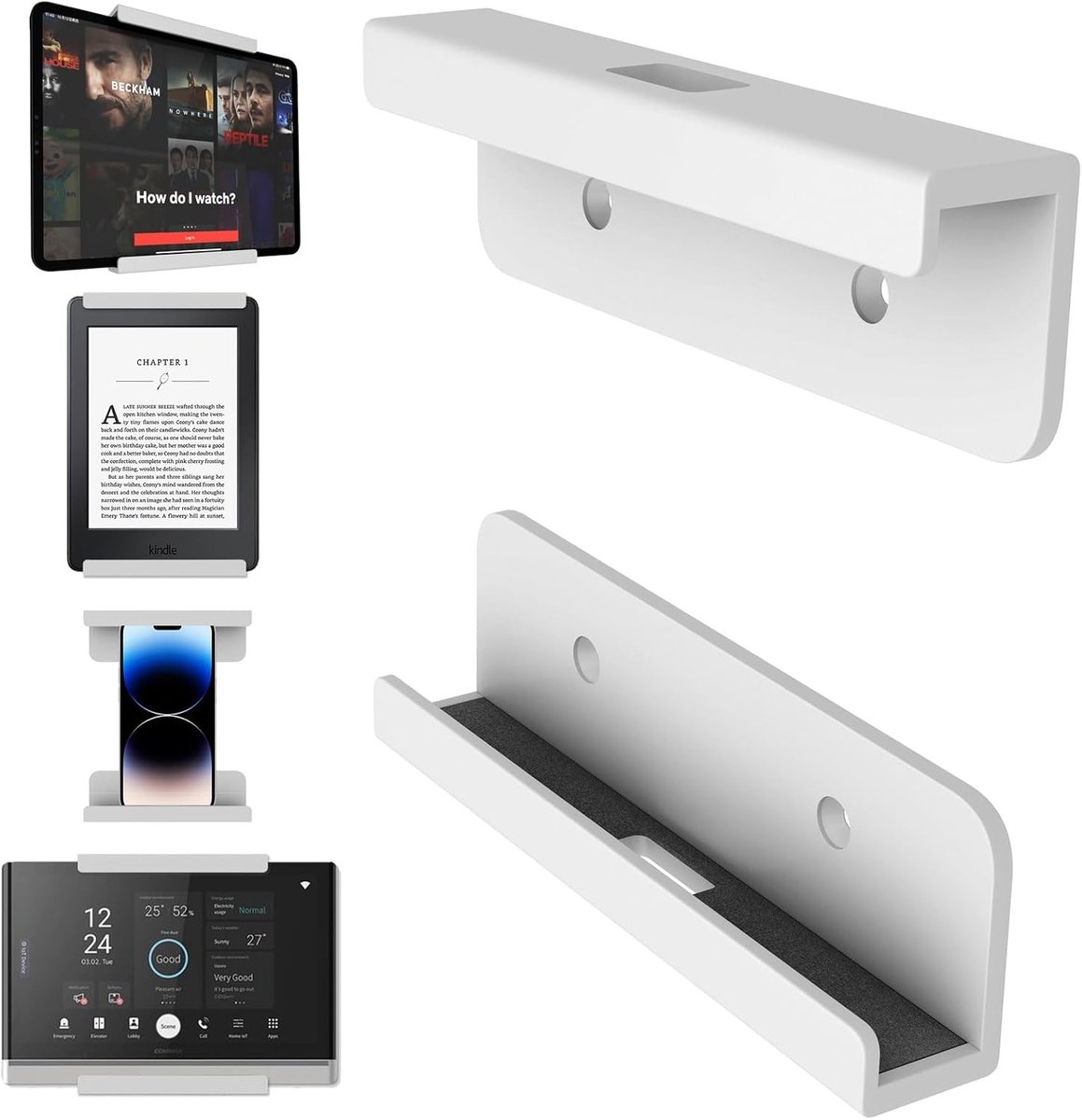 Universele Wandbeugel voor Tablet, Telefoon, eReader en Afstandsbediening, Muurhouder voor iPad, Samsung, Huawei en Meer