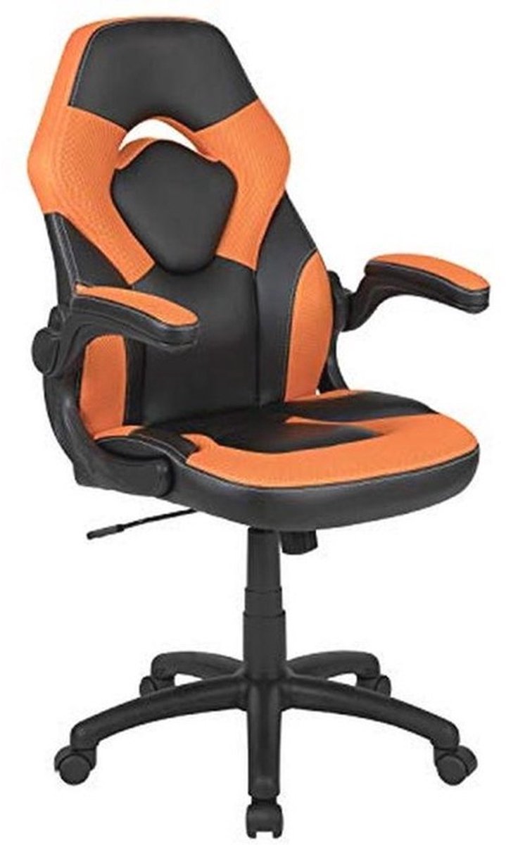 Ergonomische gamingstoel met racingdesign, verstelbaar en draaibaar, Oranje/Zwart