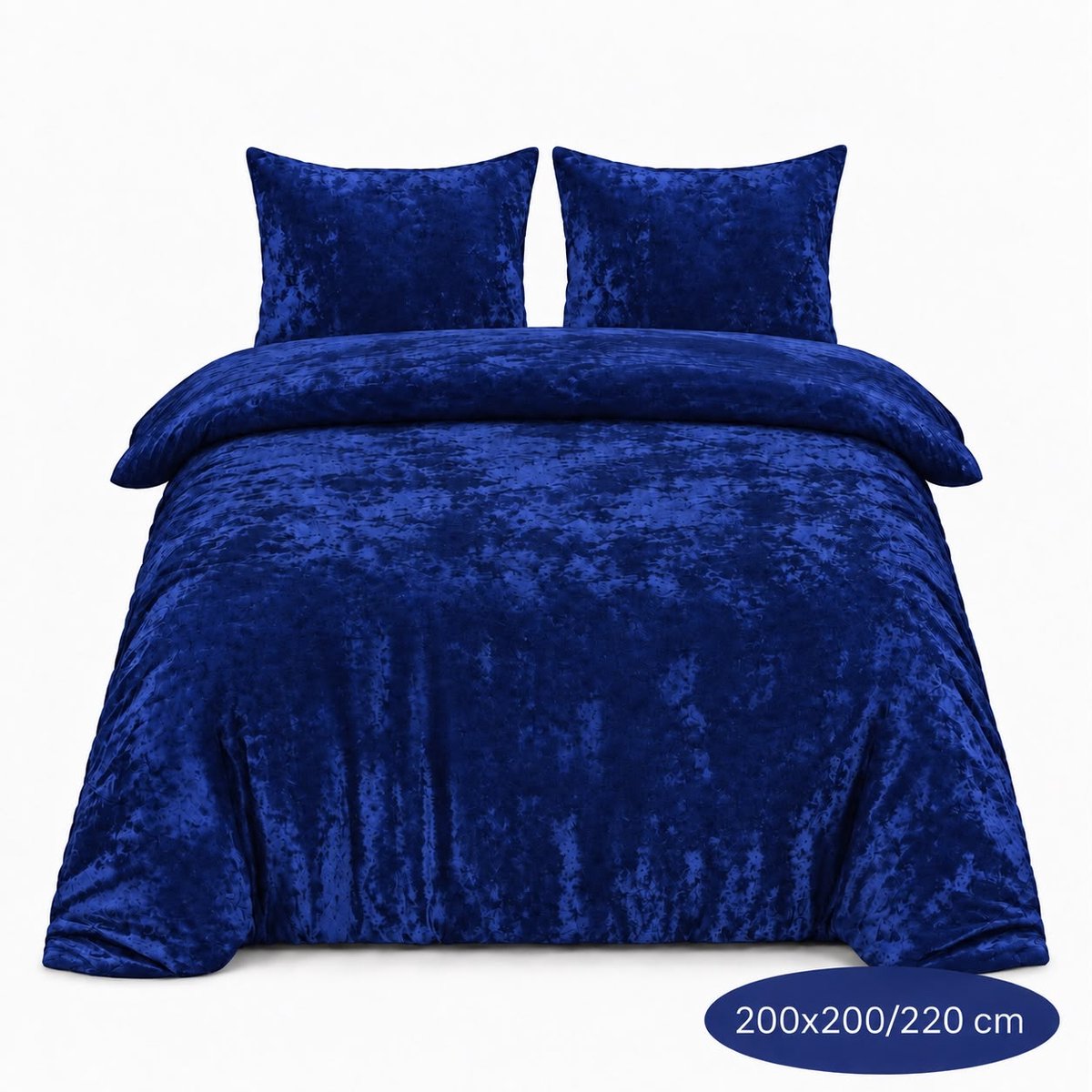 Roden Blue - Crushed Velvet Dekbedovertrek - 200x200/220 - Tweepersoons - Blauw - Luxe Velours - Extra Zacht - Incl. 2 Kussenslopen