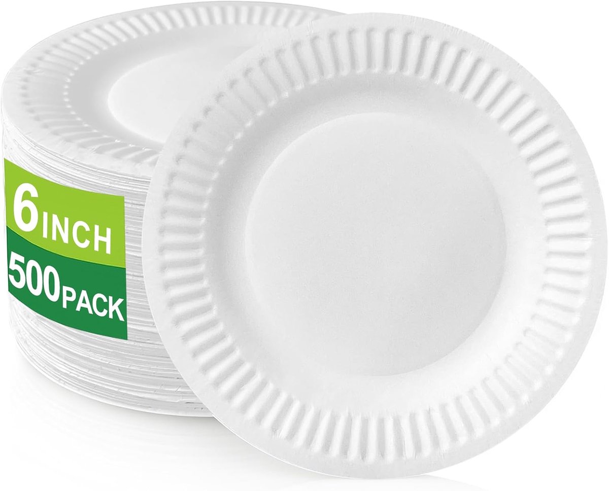 Borden, 100 stuks, feestservies, papieren borden, witte papieren borden, Ø 15,5 cm, voor feestjes, feesten en feesten