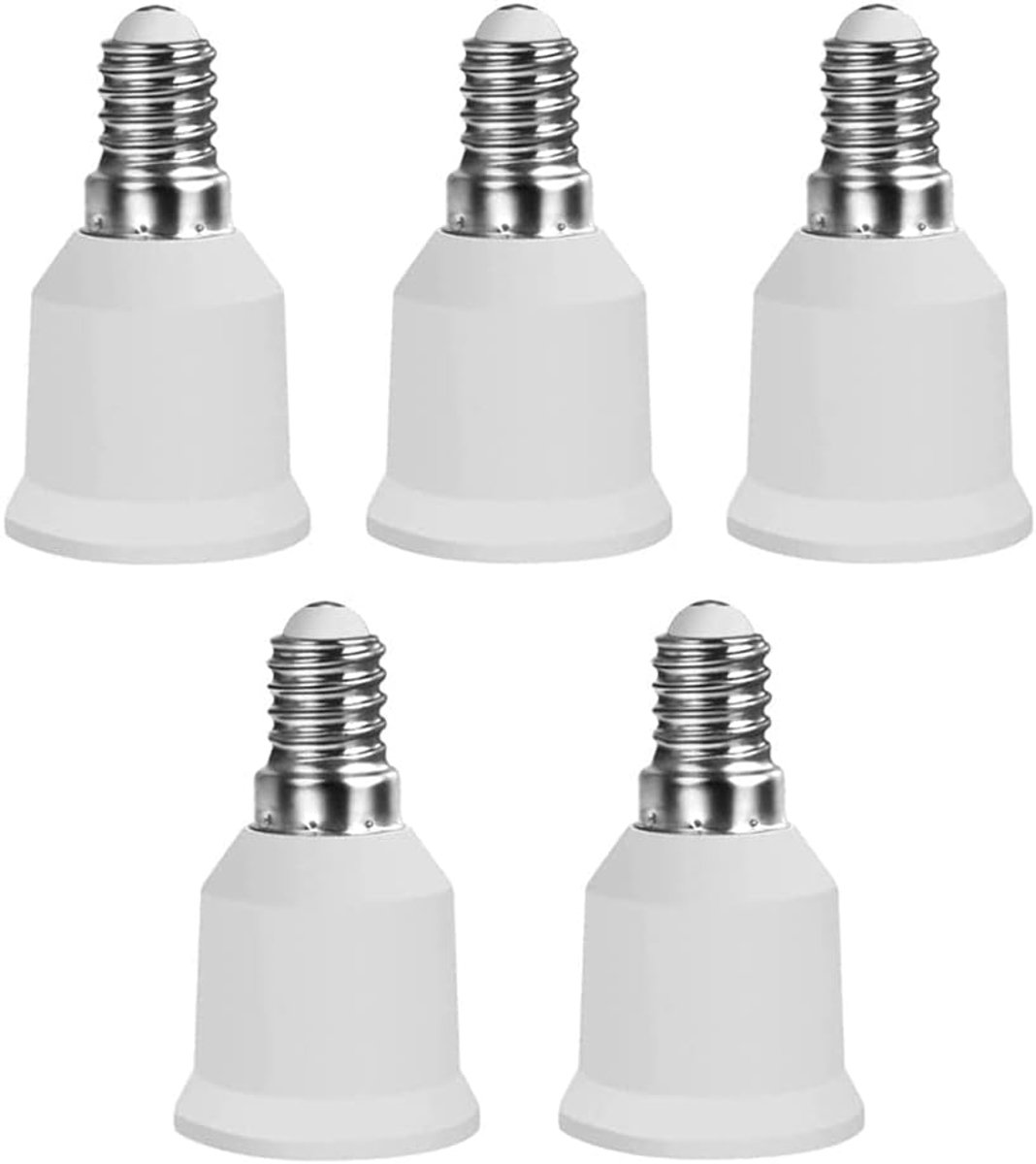 5x E14 naar E27 fittingconverter, adapterconverter, lampvoet, lampfittingadapter, lampadapter voor LED-lampen en spaarlampen en spaarlampen