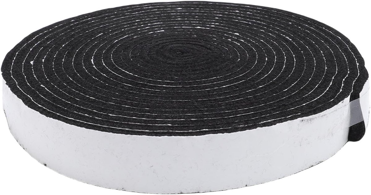 Banapoy BBQ-pakking op Hoge Temperatuur, 14,8ft Brandwerende Snijbare Rokergrillpakking met Goede Hechting, Zelfklevende Viltrokerafdichtingstape voor X XL BBQ-deksel (BLACK)