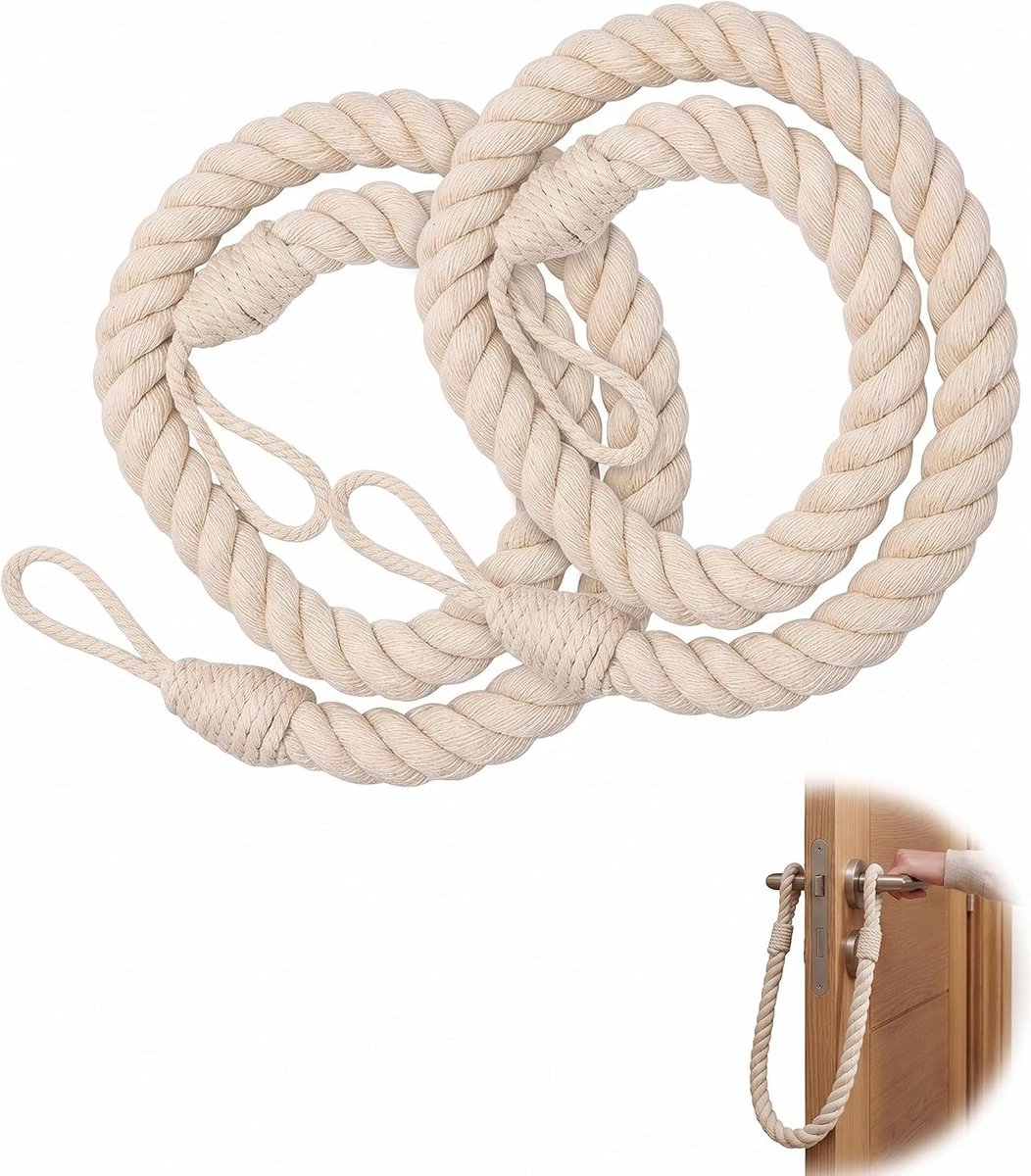 2 stuks deurstoppers van katoenen touw, anti-knikbescherming voor kinderen en huisdieren, eenvoudig te installeren