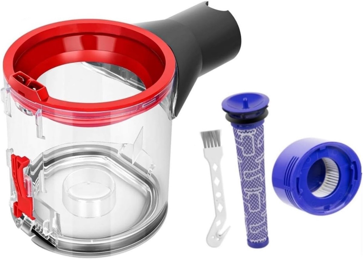 Heldere stofafzuiger geschikt voor Dyson V7/V8 stofcontainers, inclusief voorfilter, nabehandelingsfilter en reinigingsborstel voor stofzuigers