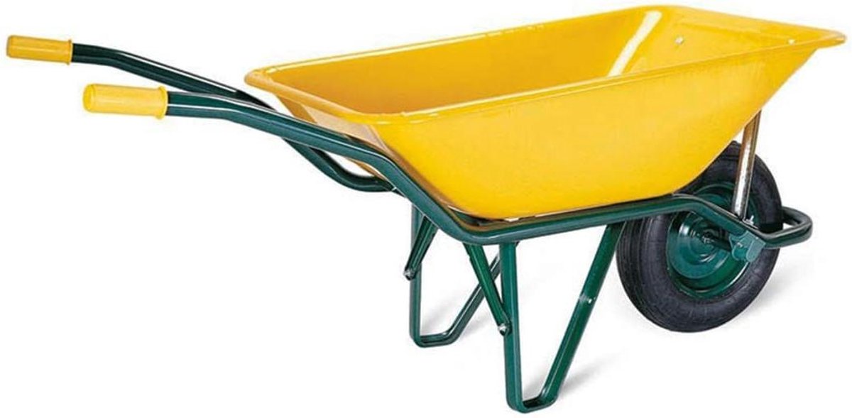 Kruiwagen - Handwagen - Materiaal Transport - Epoxyhars Tray - 90 Liter - Geel