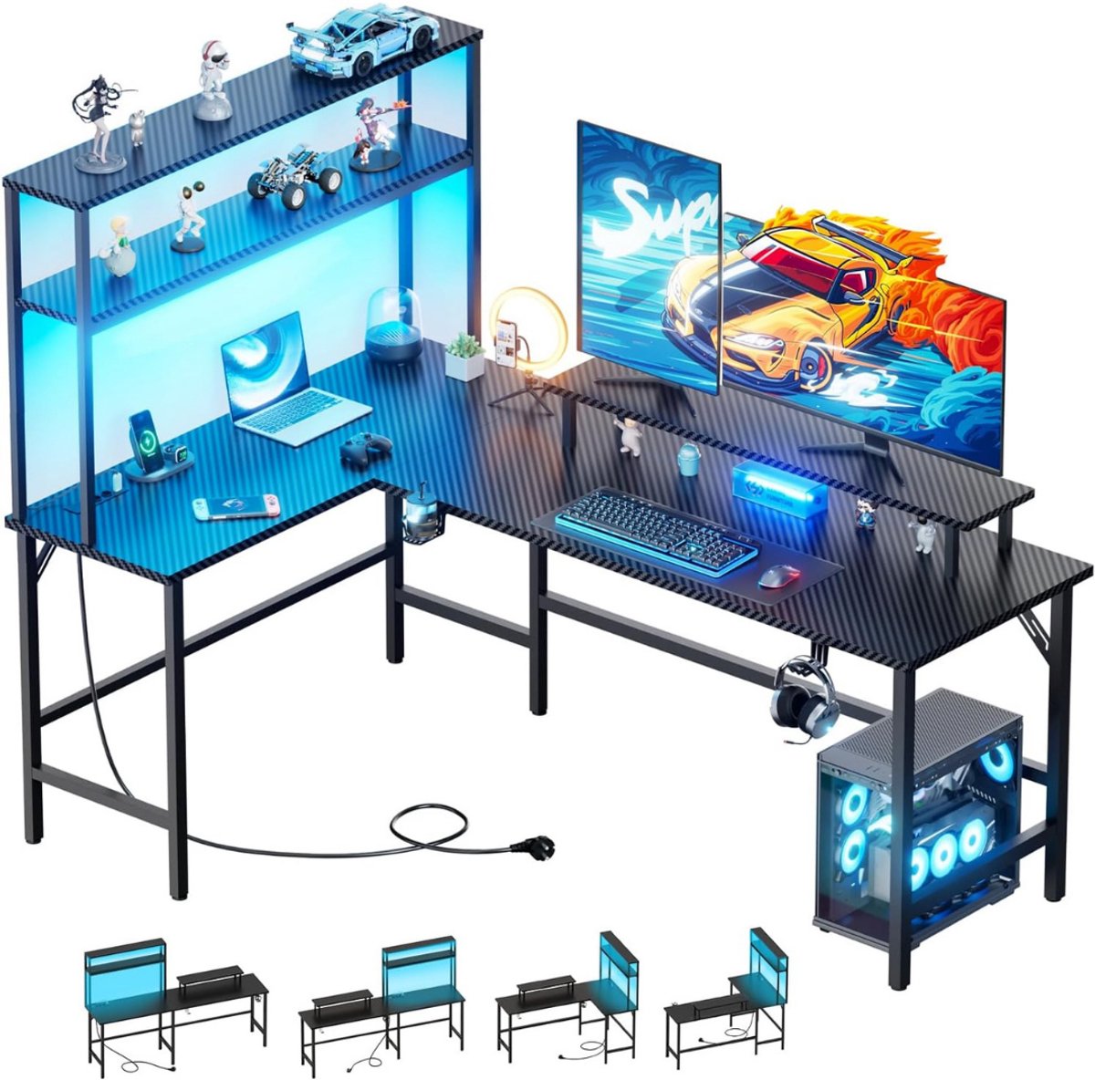 DailySupplies® Hoekbureau Gaming - Bureau L Vormig - Computer Desk - Omkeerbaar