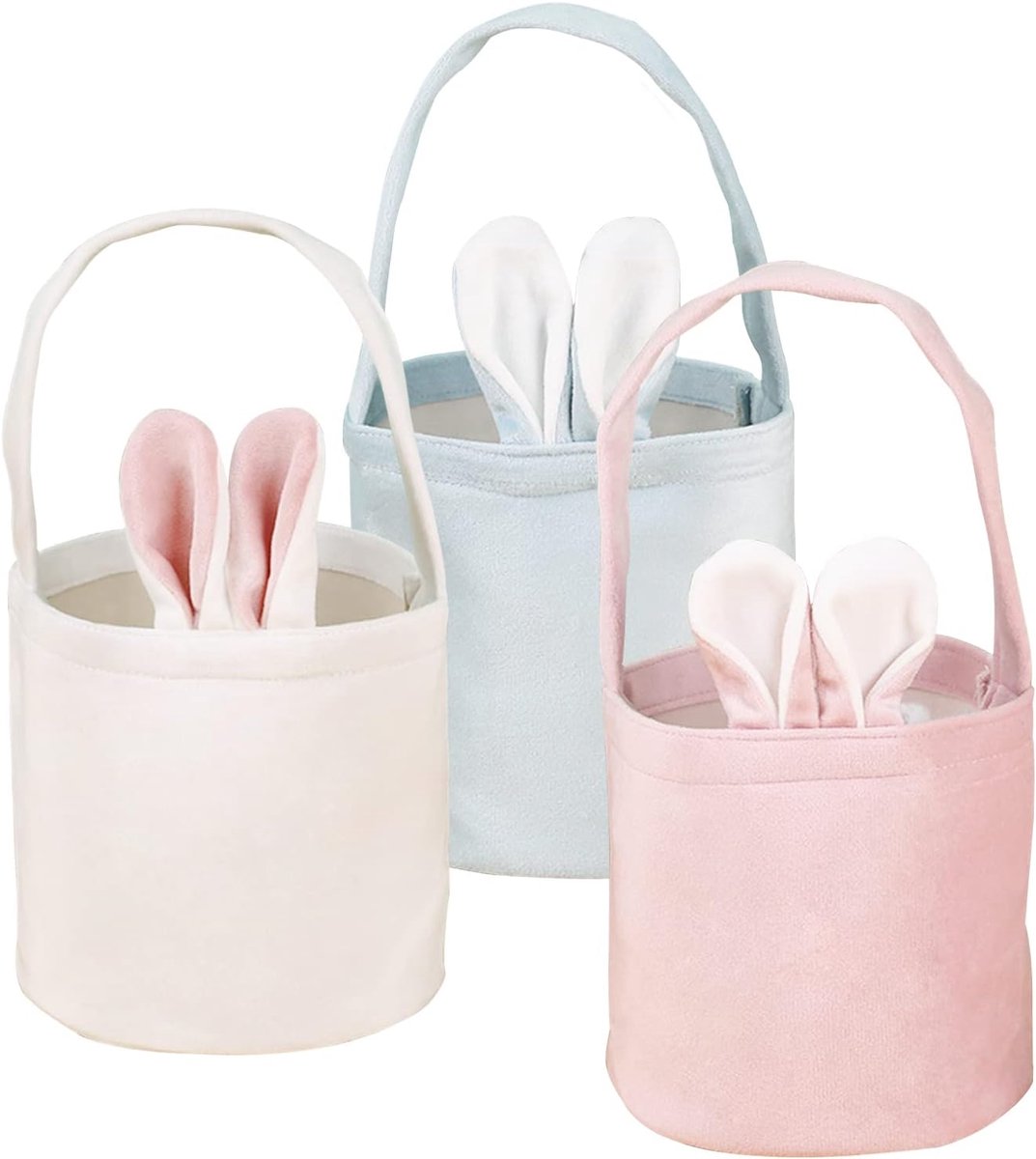 3 stuks paasmanden met handvat, konijnenzakken met oren, paasgeschenkmand voor kinderen, paasmand vulmiddel, handwerk, paaseierenjachtzakken, decoraties paasopbergmanden feesttas, snoepzak (A)