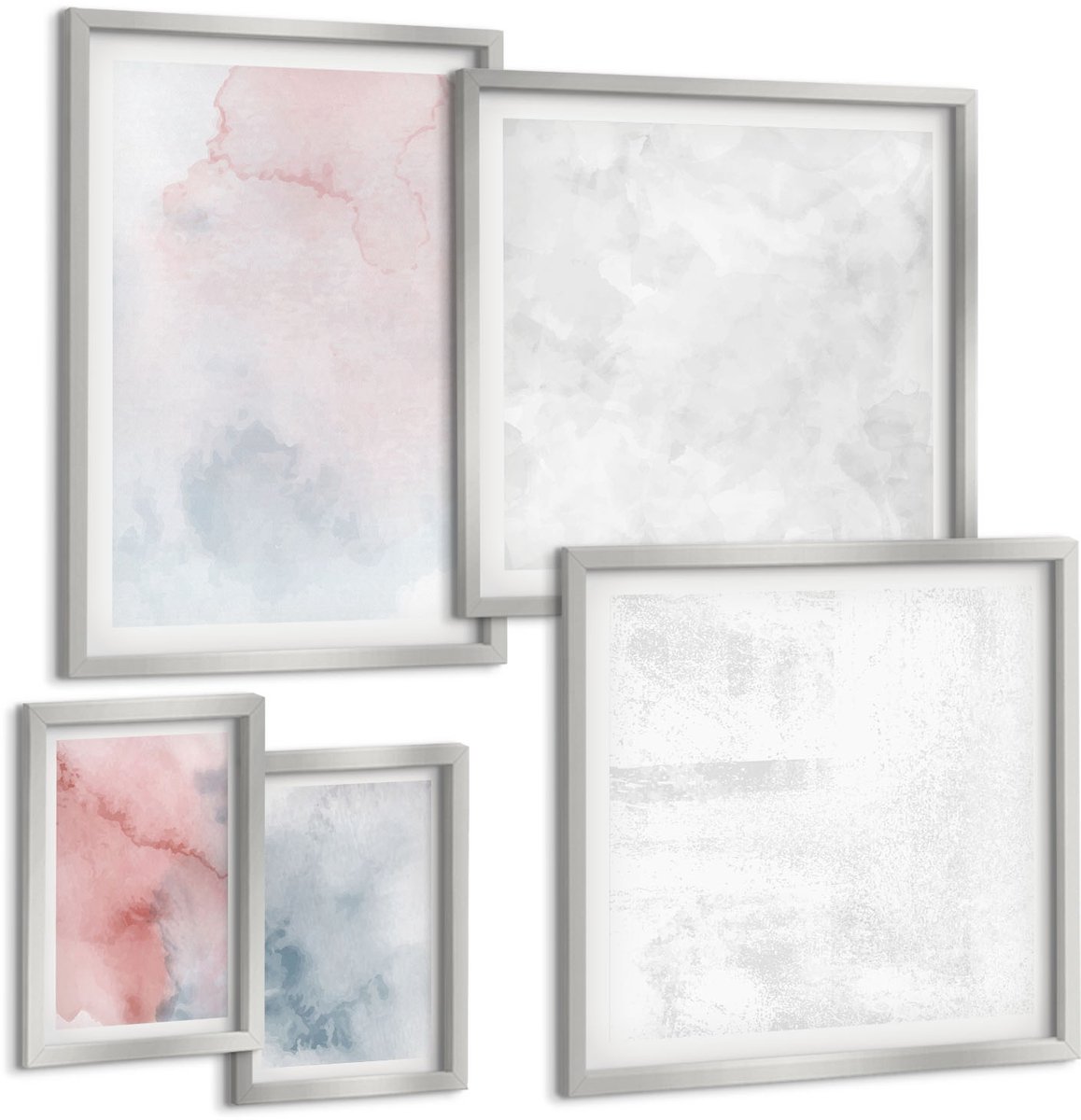 Coloray 5-Delige Schilderij Set - Abstracte Planten En Patronen In Pastelkleuren - 20 x 30 cm - Wanddecoratie - Schilderijen Set - Interieur - Stijlvolle Muurdecoratie