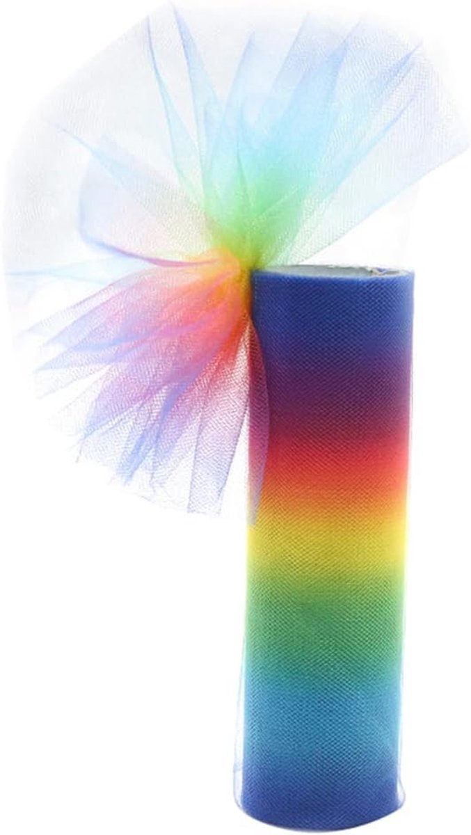 8.23M 150mm Gekleurde Tule Rolls Gradiënt Tule Netting Stof Pure Polyester Regenboog Mesh Lint Bulk Rollen Met Spoel Voor Naaien Maken Ambachten Decoratie Scrapbooks Party Decor Supply