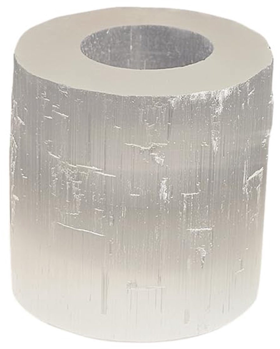 Selenit, rond, ca. 350 g, wit tot transparant
