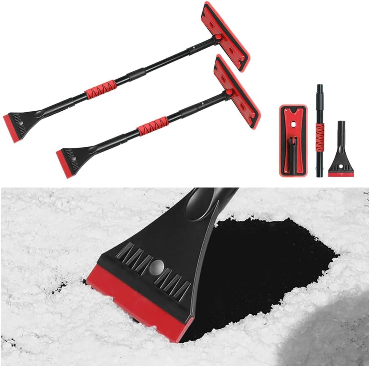 Dailygoods- Sneeuwborstel - Telescopische Sneeuwborstel - IJsschraper - Afneembare Sneeuwborstel - Universeel - EVA Foam Scraper - Sneeuwschep