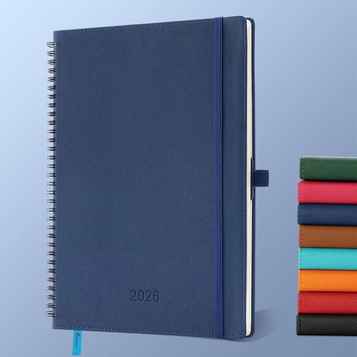 2026: Weekagenda A4 Schoolagenda 29 x 21,7 cm 12 Maanden van Jan.2026 tot Dec.2026, Planner 2026 Met 100 Grams Papier Zachte Spiral Binding Kaft PU Leren Donkerblauw