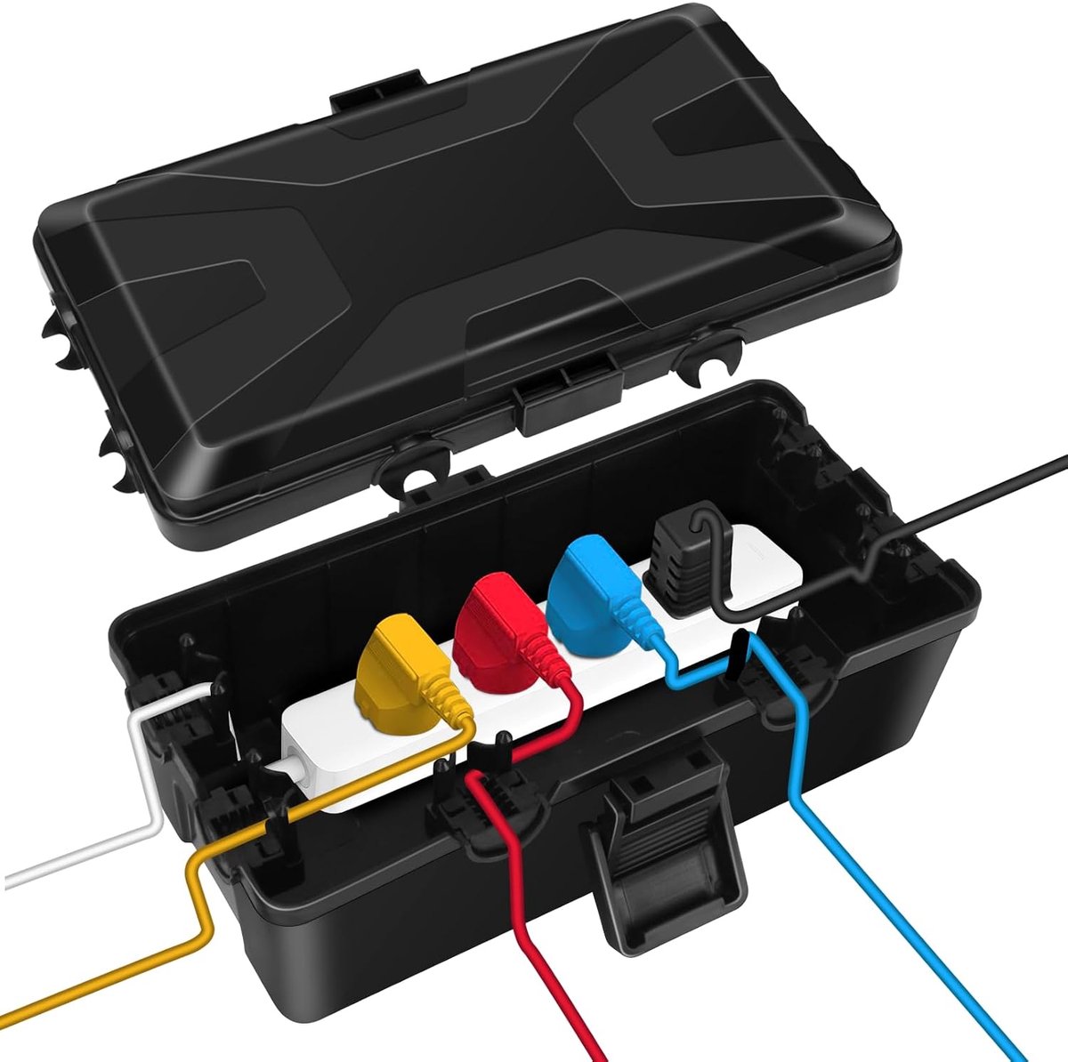 Kabelbox, IP54, kabelbox, waterdicht, weerbestendige elektrische aansluitkast voor verlengkabel, tuinstopcontacten, timer voor buiten (22,5 x 15 x 9,4 cm)