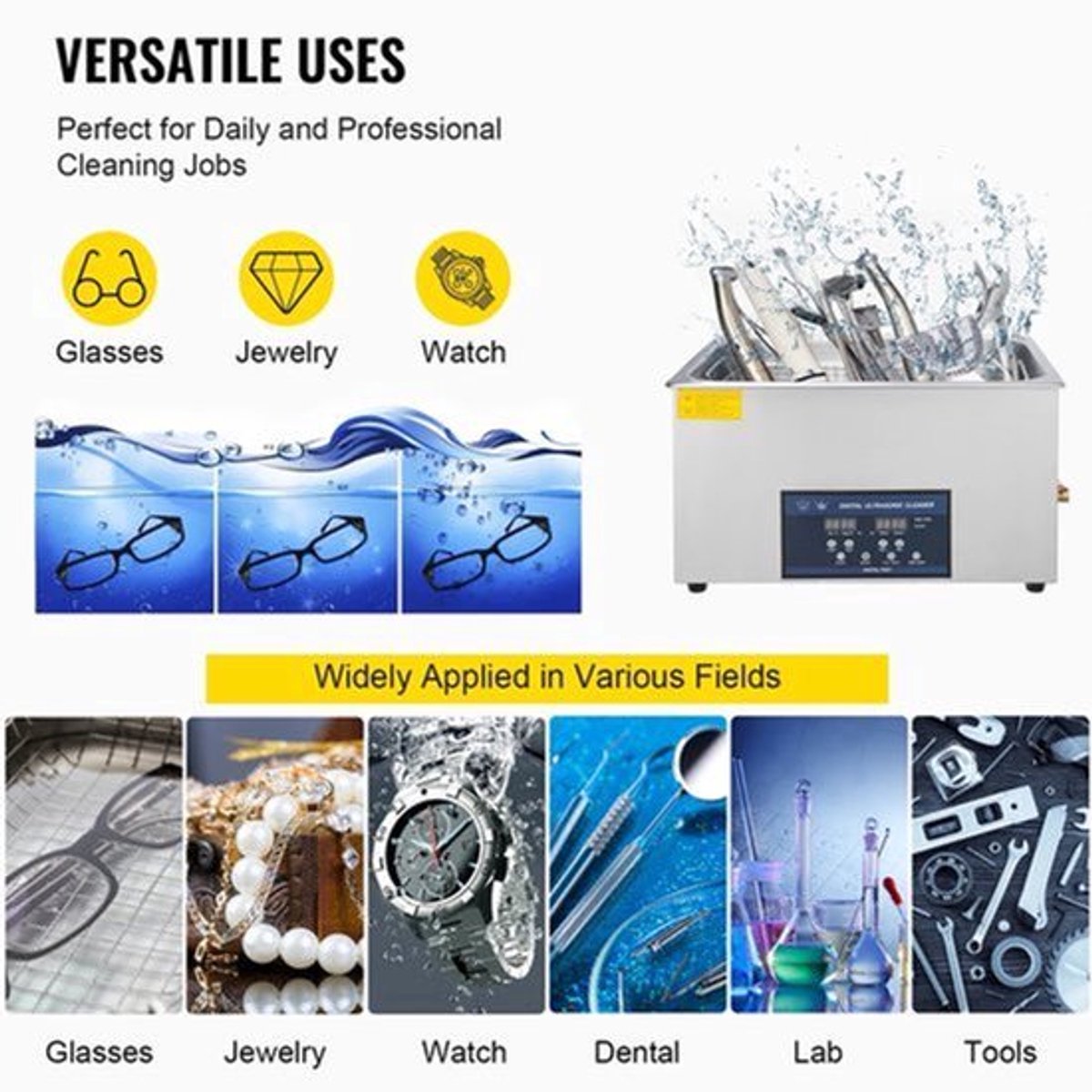 Ultrasoonreinigers - Reinigingsmachine - Ultrasonic Cleaner - Ultrasoon - 30L Tank – Dubbele Frequentie – Digitale Bediening – Draagbaar en Geschikt voor Thuisgebruik