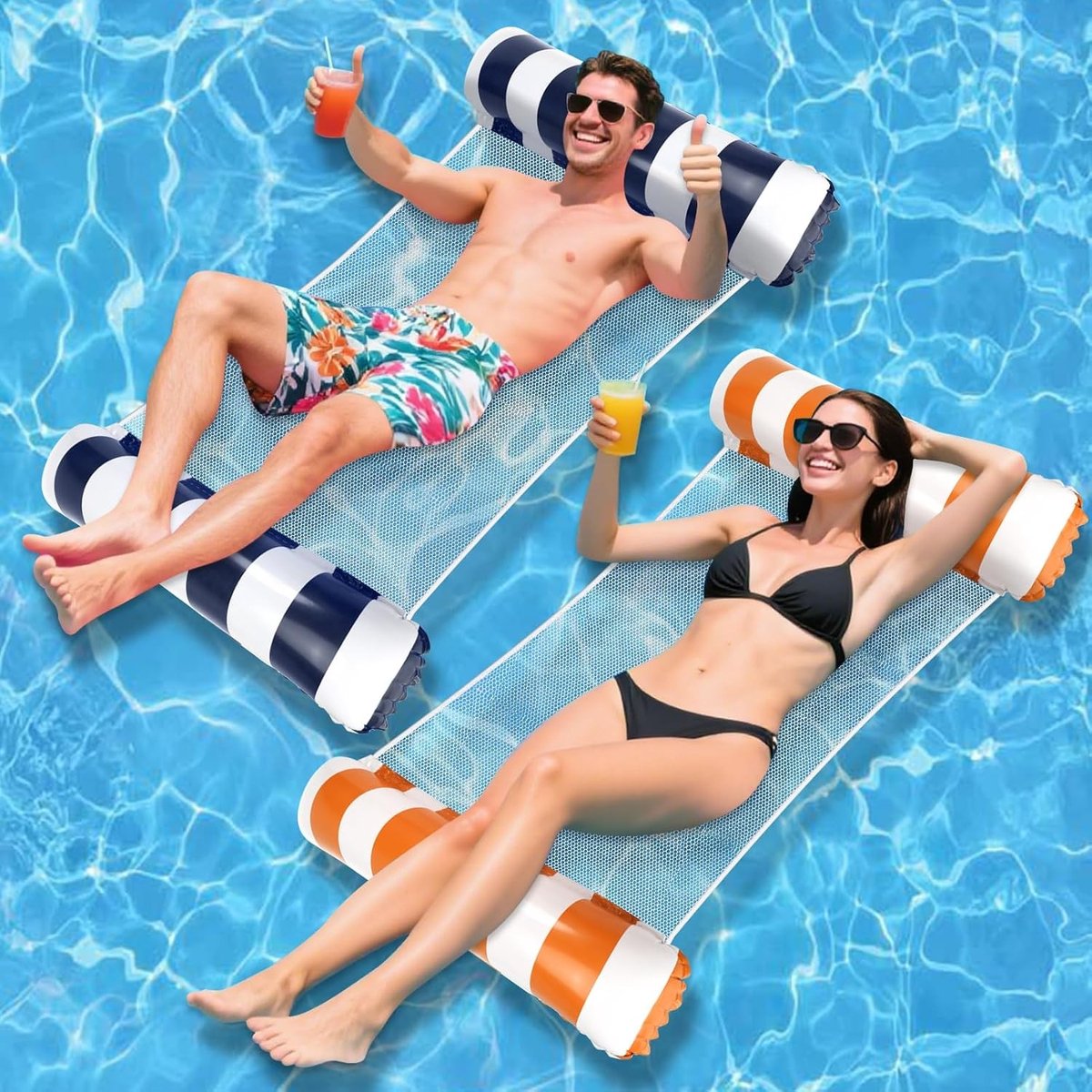 Opblaasboot volwassenen - Blauw - 118 x 68 cm - Vinyl en Mesh Waterhangmat - Voor Zwemmen en Ontspanning