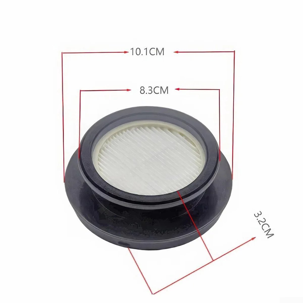 Drie vervangende HEPA-filters geschikt voor de draadloze SunSare X7A stofzuiger, die fijnstof filteren.