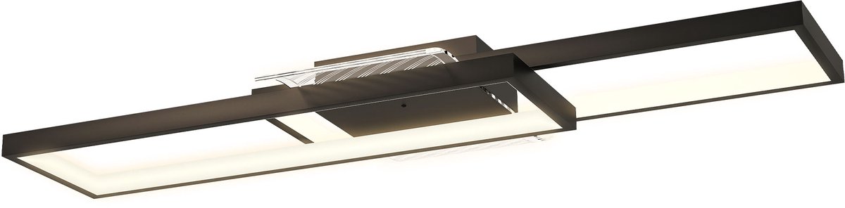 LED rechthoek Plafondlamp 43W 4600LM 3000-6000K Dimbare Woonkamerlamp met Afstandsbediening en Wandschakelaar,70 x 30 cm, zwart