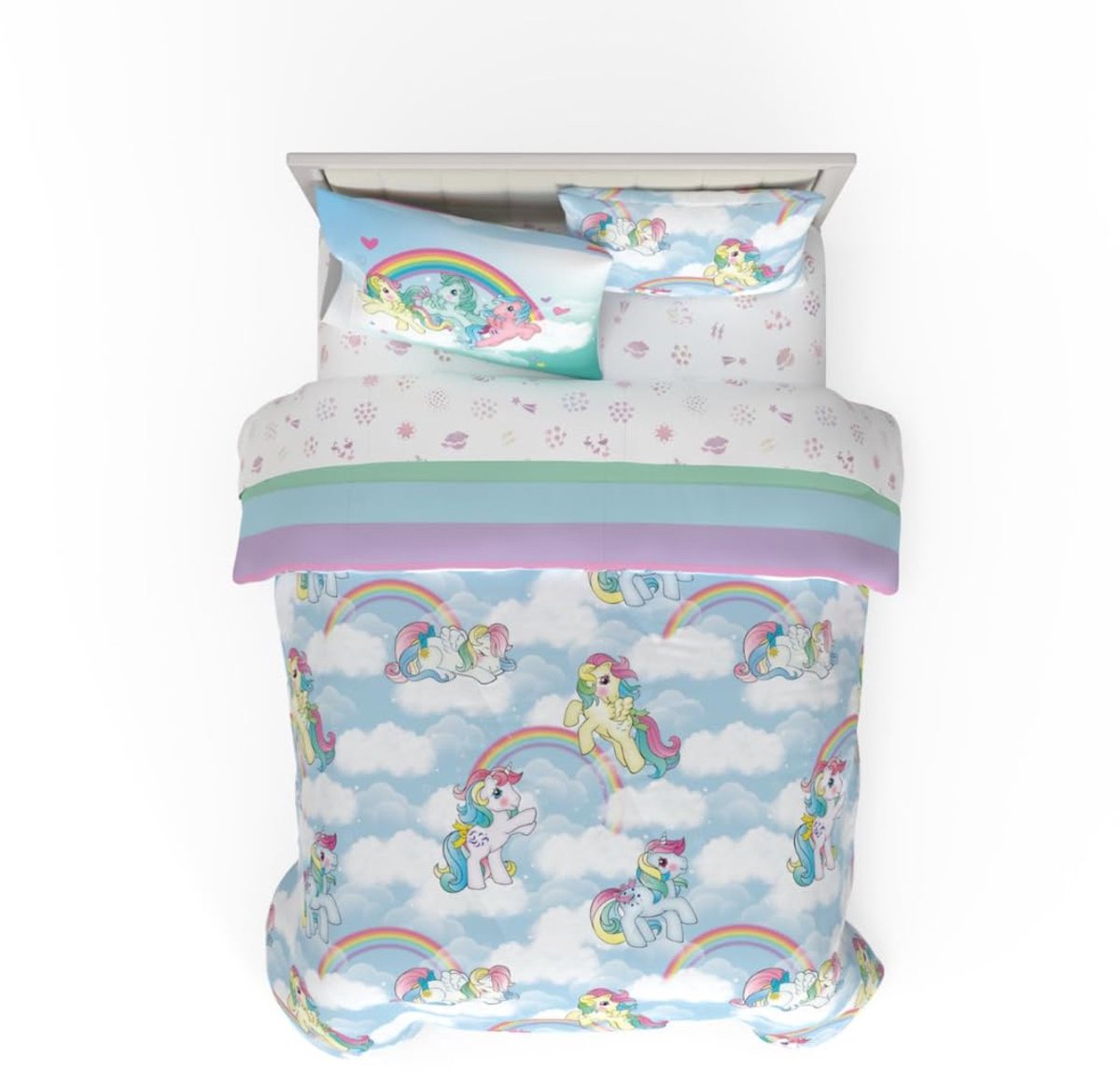 Franco Collectibles My Little Pony Classic Retro Rainbow Bedding 7 Piece Super Soft Comforter and Sheet Set with Sham - ShopVlot