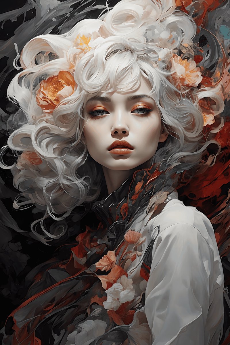 Bloemenportret Poster - Bloemen - Portret - Botanische - Kunst - Stijlvolle - posters - formaat 70x100cm - Wanddecoratie - L2397MT