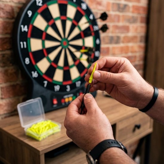 Groene dart tips soft tip set 180 stuks darts accessoires kunststof dart punten vervangbare soft tips voor elektronische dartborden inclusief opbergdoosjes — afbeelding 3