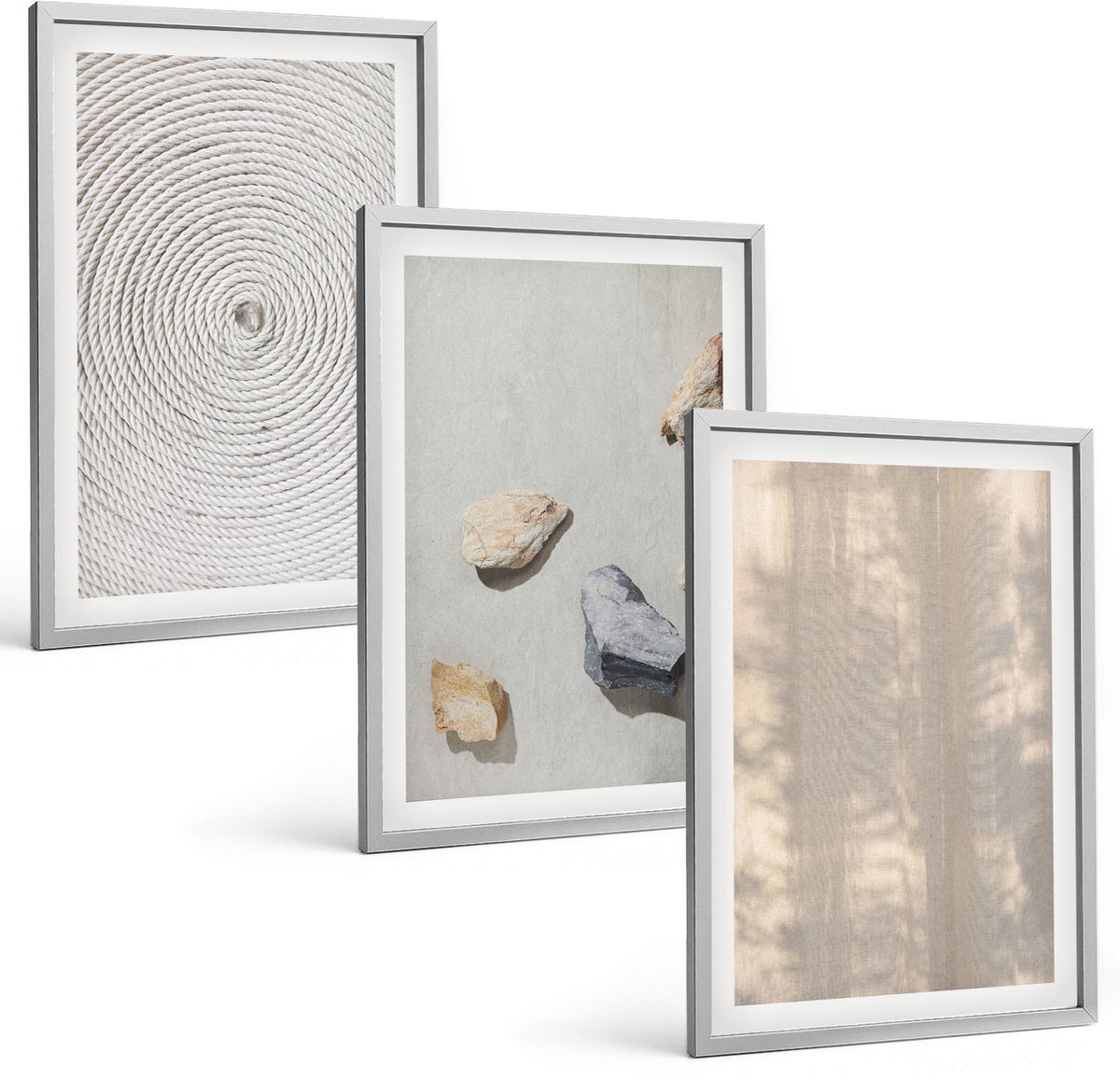 Coloray 3-Delige Schilderij Set - Boho-Texturen, Natuurlijke Structuren - 40 x 60 cm - Muurdecoratie - Interieur Decoratie