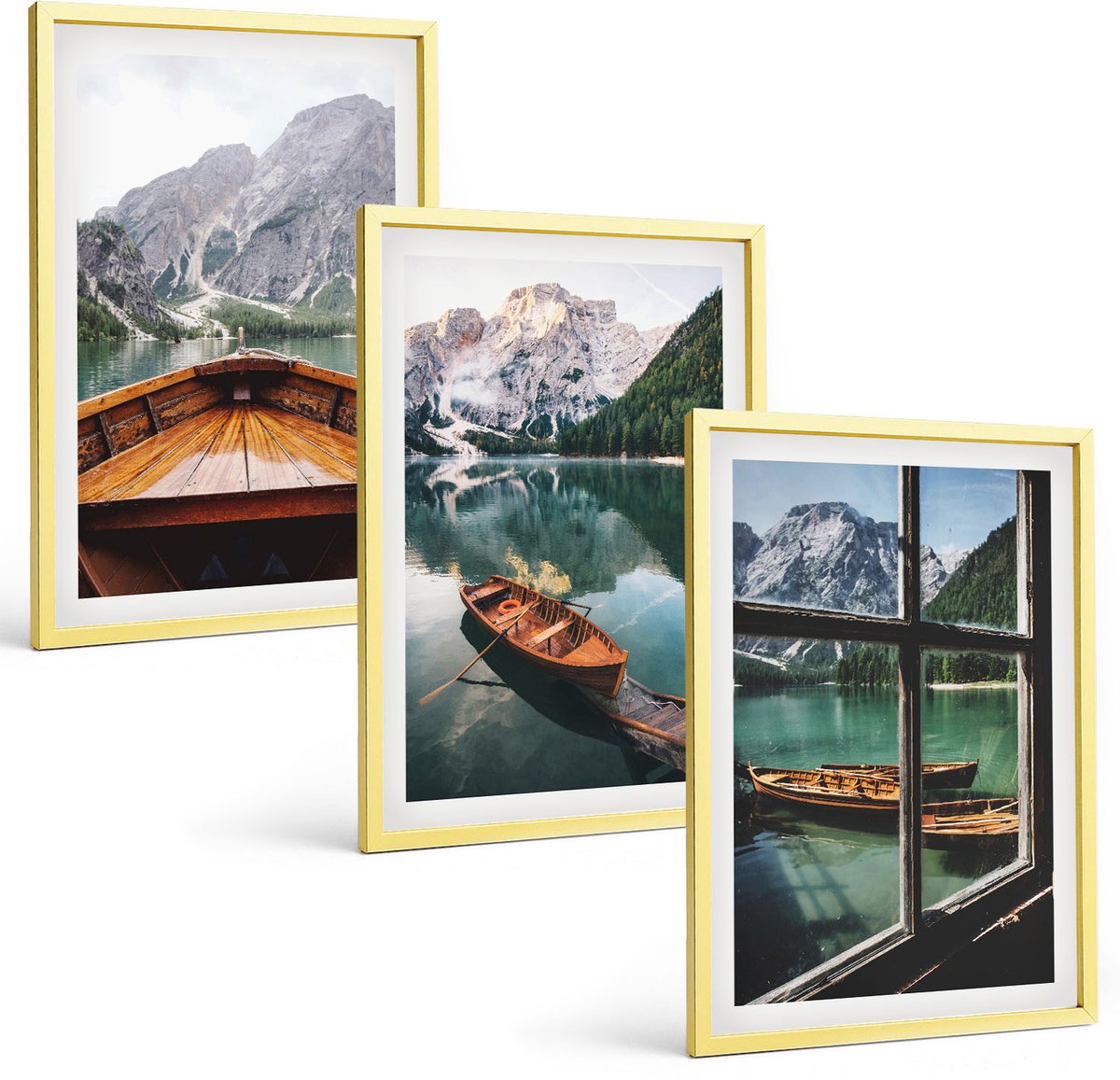 Coloray 3-Delige Schilderij Set - Schilderachtige Berglandschappen En Watervallen In De Natuur. - 40 x 40 cm En 40 x 60 cm - Moderne Wanddecoratie - Woonkamer - Woonkamer Decoratie