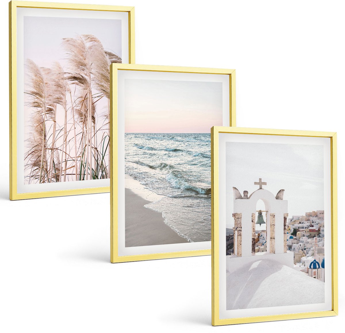 Coloray 3-Delige Schilderij Set - Jungle Met Een Witte Tijger En Een Wilde Waterval - 40 x 40 cm En 40 x 60 cm - Wanddecoratie - Muurdecoratie - Moderne Interieurdecoratie - Stijlvolle Muurdecoratie