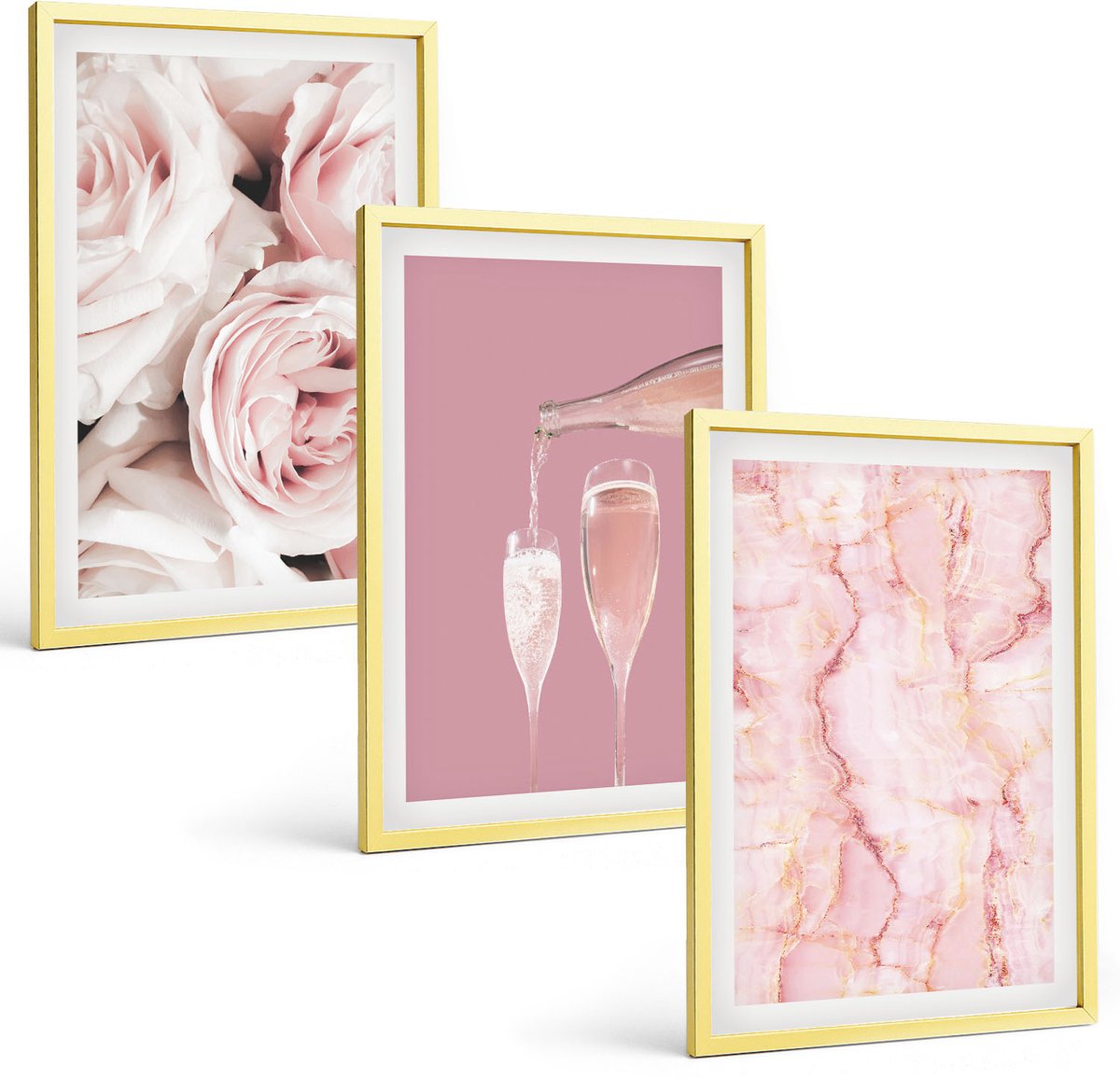 Coloray 3-Delige Schilderij Set - Abstracte Landschappen Met Bergen En Zon - 40 x 40 cm En 40 x 60 cm - Muurdecoratie - Wanddecoratie - Slaapkamer - Decoratieve Schilderijen