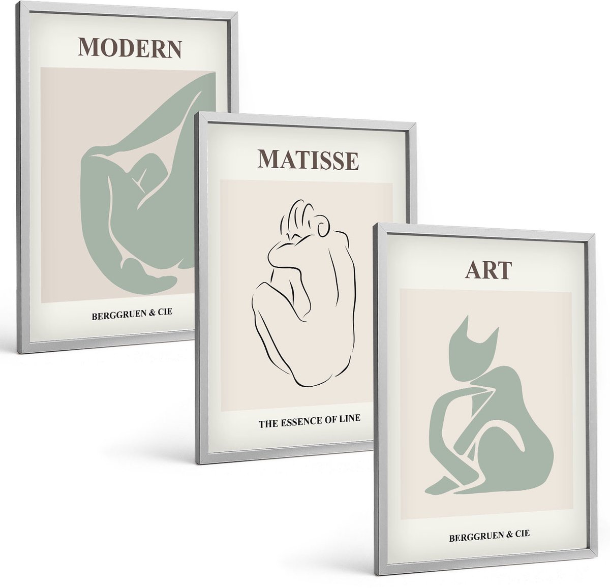 Coloray 3-Delige Schilderij Set - Abstracte Figuren In Pasteltinten Van Henri Matisse - 40 x 60 cm - Decoratieve Schilderijen - Woonkamer - Interieur - Muurdecoratie