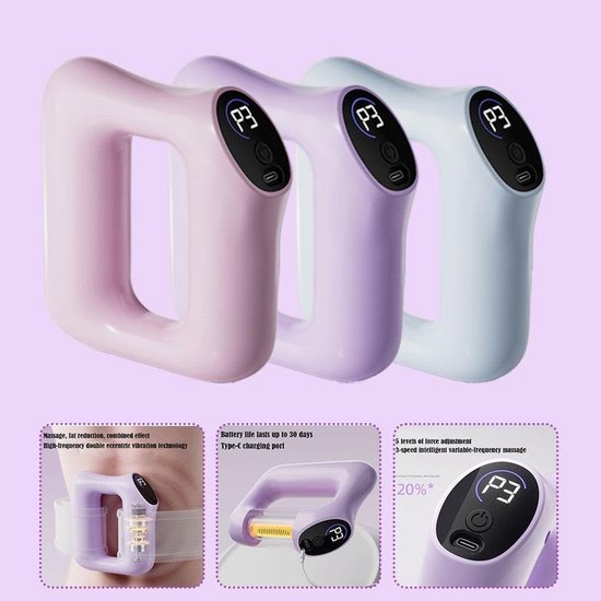 Massagegordel - Dubbele Riem & Verwarmingsfunctie – Vetverbrandingsmachine - Fascia-massageroller met band – Spierenmassager – 8 Intensiteiten & Vetverbranding en lichaamsvorming – Bevordert ontspanning van het hele lichaam – Blauw — afbeelding 5