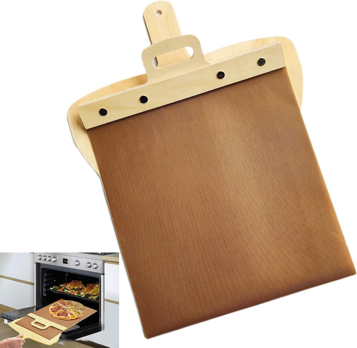 Sliding Pizza Set - 1 stuk, 29 x 39 cm, ideaal voor het verplaatsen van pizza's, koekjes en brood, handige accessoires voor de keuken