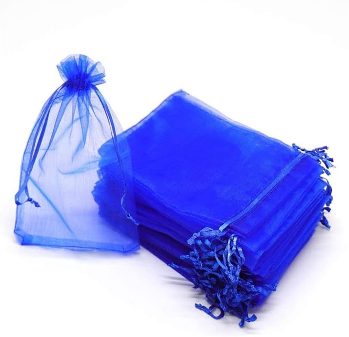 Organza zakken 10 x 15 cm voor bruiloften, kerst en cadeaus - 100 stuks in blauw, ideaal voor sieraden en snoepjes