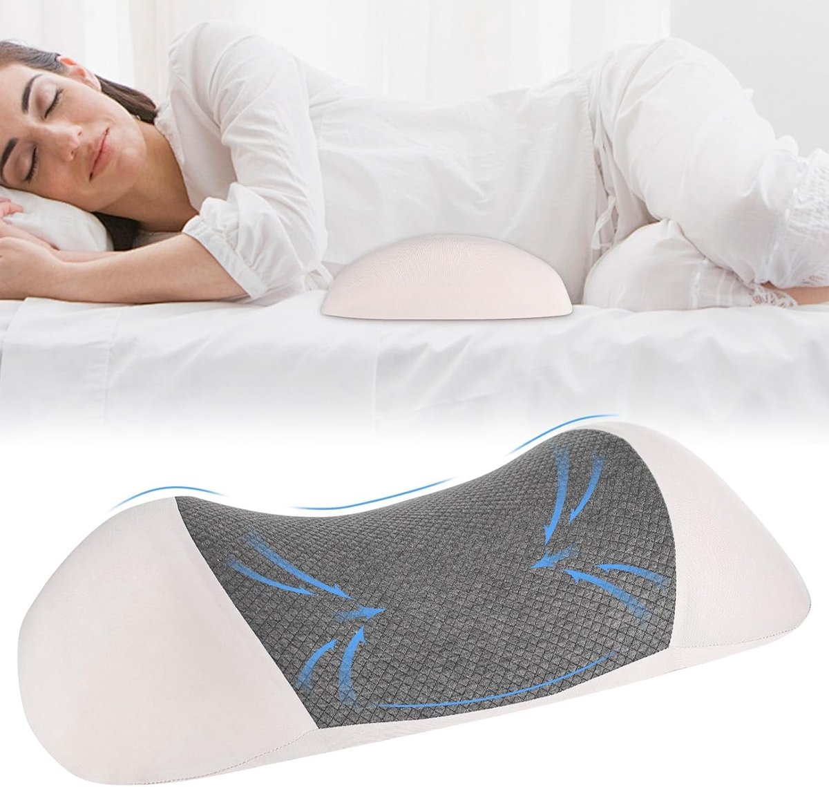 Lendenkussen voor bed en stoel, ergonomisch rugsteun kussen voor rugpijn, ondersteuning bij lordose