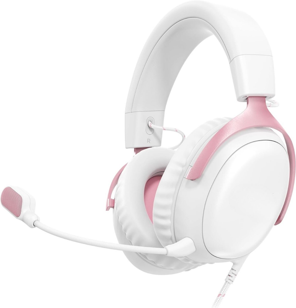 KIRA® Game headset draadloos - Game headset - Gaming headsets - Headset - Wit/Roze - 16cm x 9cm x 19cm