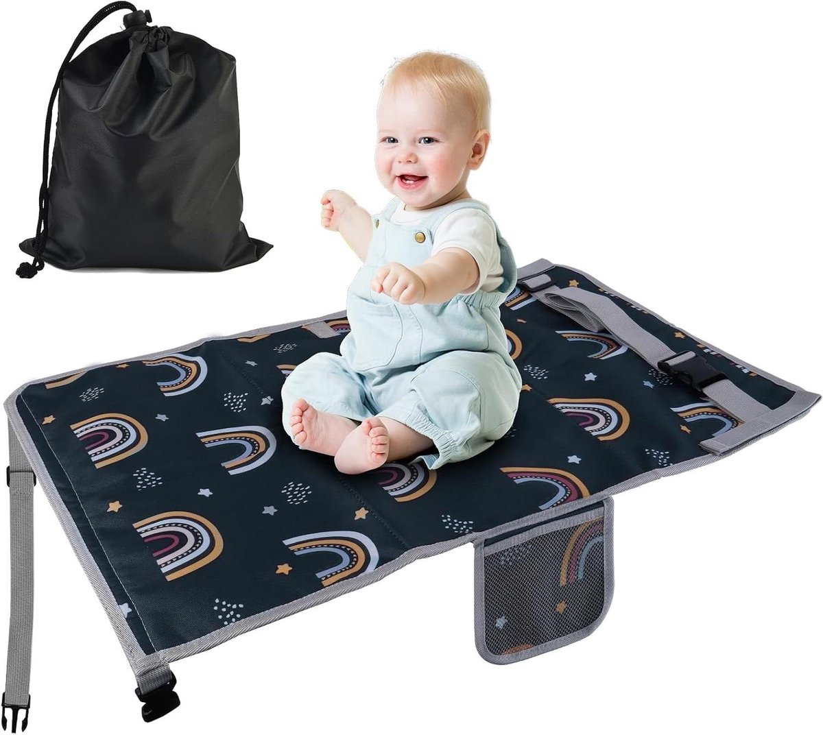 Vliegtuig Voetsteun - Kinder Reisbed - Comfortabel Reizen - Opvouwbare Uitbreiding - 76 x 445 cm - Blauw